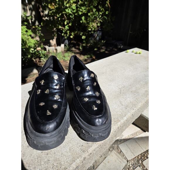 Karl Lagerfeld Paris Avah Studded Loafers Black Gold Men's Size 11 - Picture 1 of 16